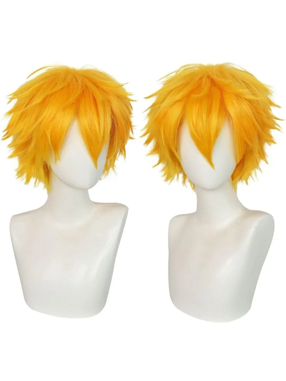 Men's Light Yellow Synthetic Fiber Short Blonde Golden Cosplay Modern Wigs